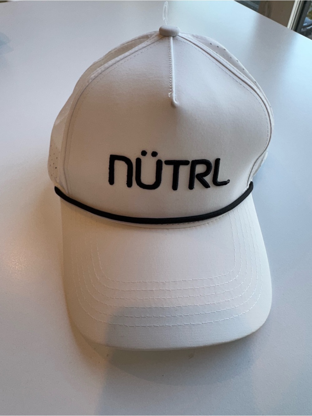 NÜTRL white and black Baseball Snapback Adjustable Hat Cap